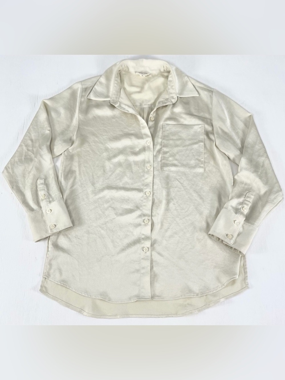 open edit Key‎ lime Blouse Button Down Shirt Women's Size XS Light Yellow Green